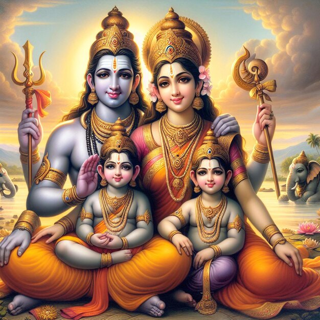 Le Seigneur Mahadev avec la meilleure image de la famille