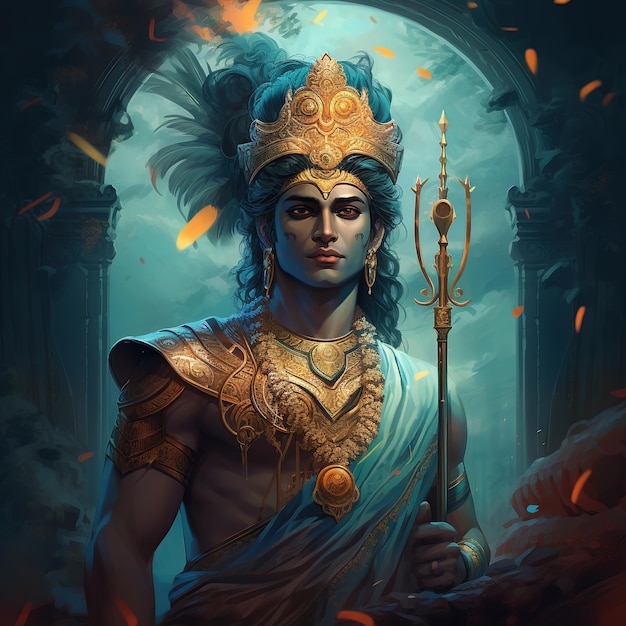 Le Seigneur Rama avec la flèche de l'arc pour Shree Ram Navami Generative Ai