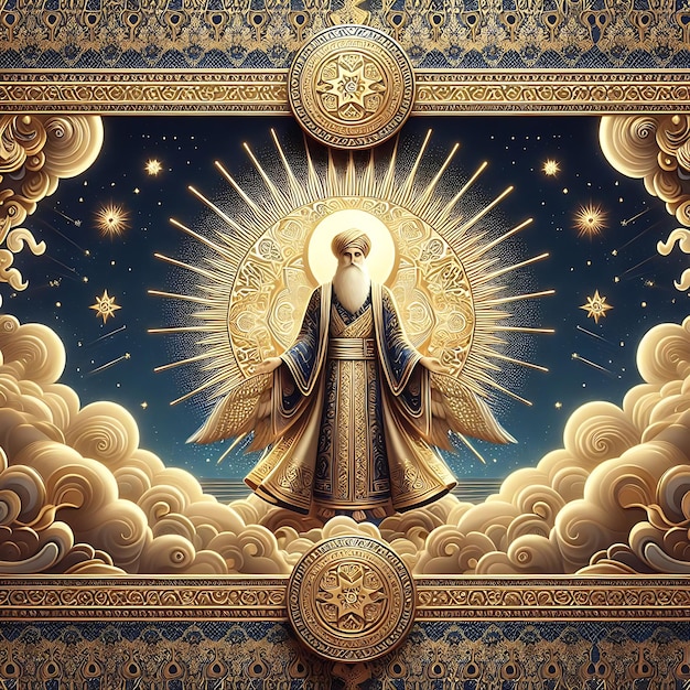 Photo seigneur zoroastre une bannière majestueuse de pouvoir spirituel élevez votre espace avec le symbolisme divin en vibration