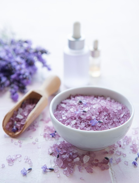 Sel de bain aromathérapie lavande et huile de massage