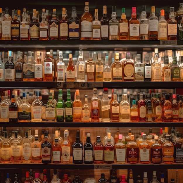 Une sélection d'alcool dans un magasin animé