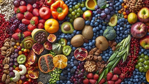 Photo sélection d'aliments sains ia générative