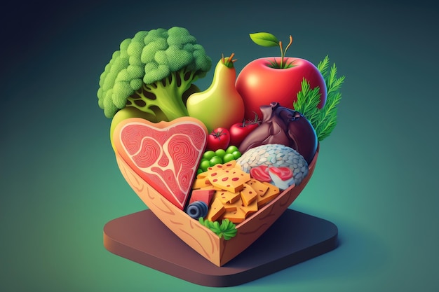 Sélection d'aliments sains pour le concept de vie cardiaque