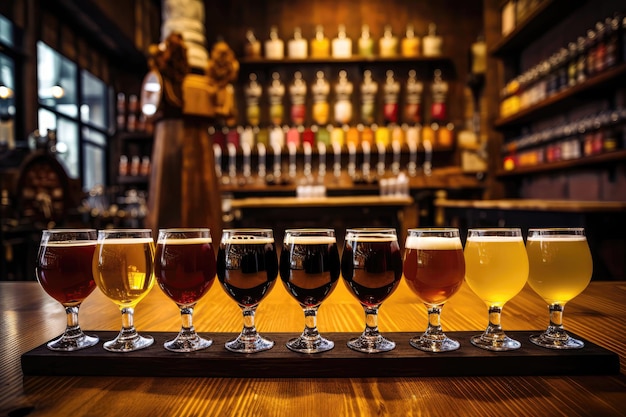 Sélection de bières artisanales lors de la visite de la brasserie