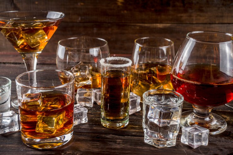 Photo sélection de boissons alcoolisées fortes