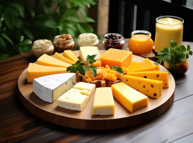 sélection de fromage sur planche en bois