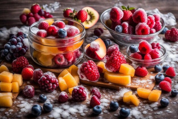 une sélection de fruits, y compris des framboises et des framboisses