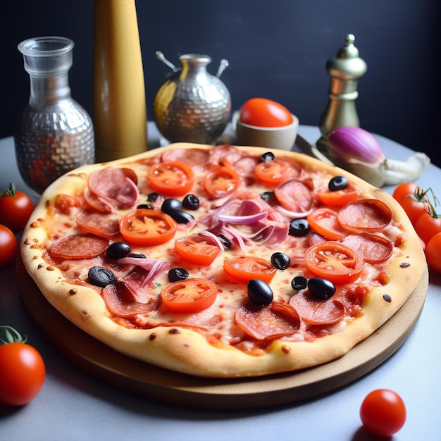 Sélection de pizzas Différents types de pizzas sur un fond en bois La cuisine italienne génère de l'IA