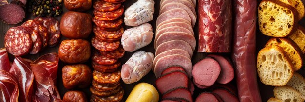 Photo une sélection de saucisses est exposée dans un magasin