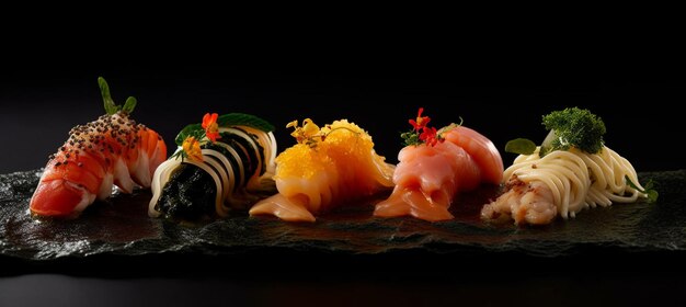 Une sélection de sushis sur un plateau