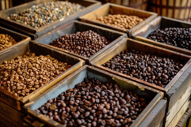 Une sélection variée de grains de café