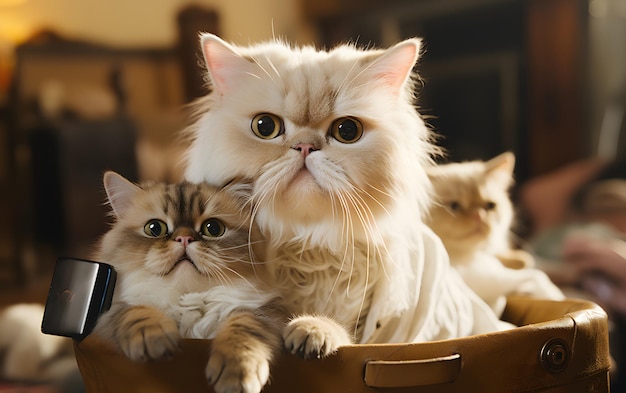 un selfie de chat et ses amis