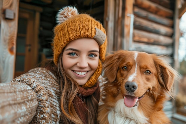 Un selfie avec un chien sympathique