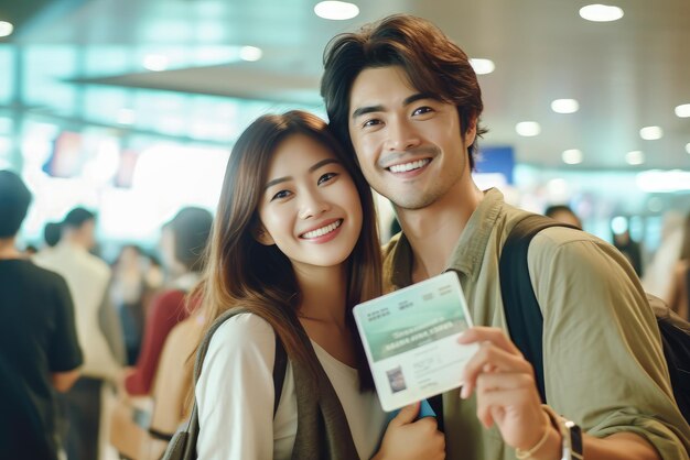 Photo un selfie de famille à l'aéroport