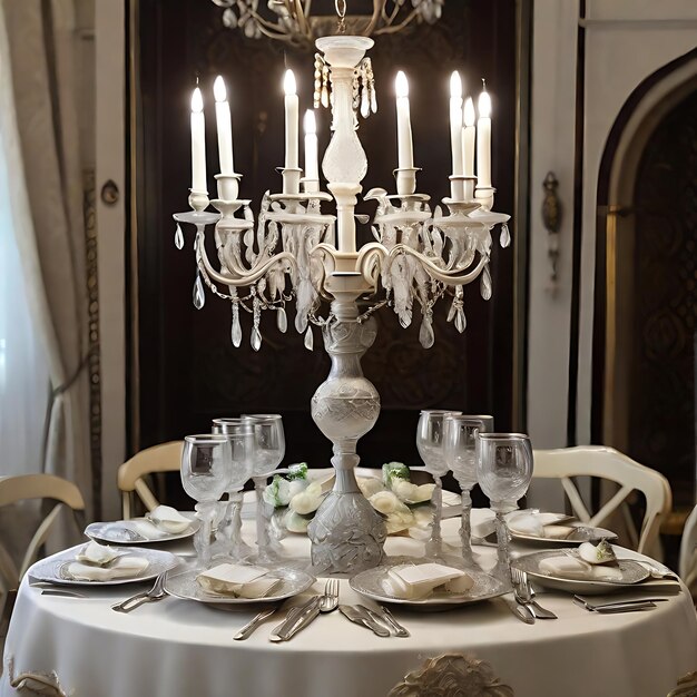 Photo des sels sur la table du shabbat avec des couverts de porcelaine beige et argent et des bouteilles ai