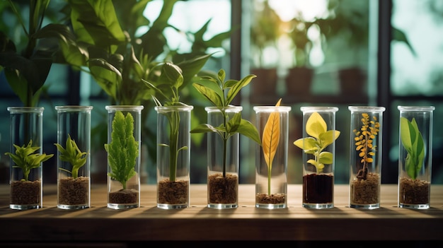 Semences de plantes dans des tubes d'essai pour la recherche génétique Laboratoire