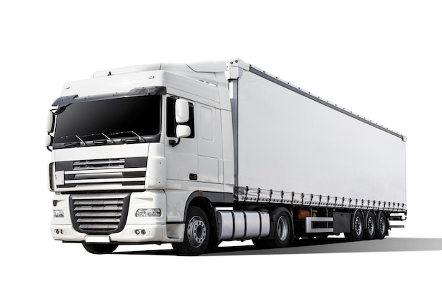 Semi-camion sur fond blanc
