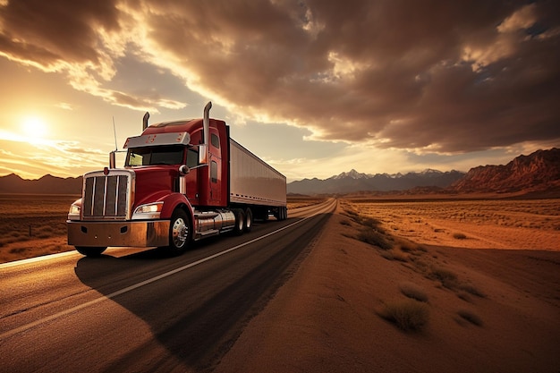 Un semi-camion à roues sur la route