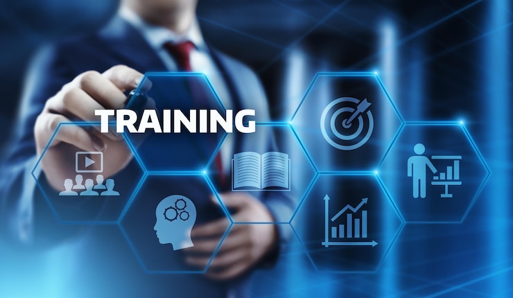 Photo séminaire en ligne de formation sur les compétences en apprentissage électronique et le concept de technologie internet pour les entreprises