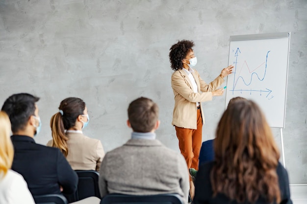 Séminaire et présentation de femme d'affaires