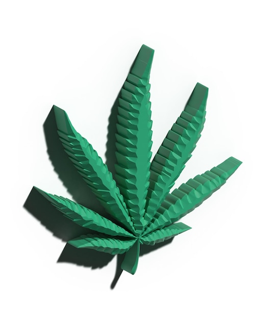 Les semis de marijuana réalistes en 3D ont une goutte d'eau. herbe , feuille verte