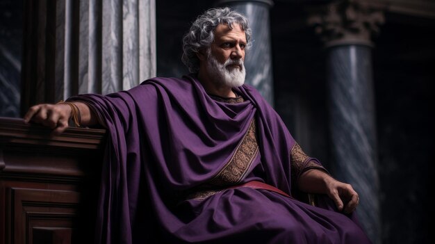 Photo un sénateur romain s'adresse à l'assemblée en toga.