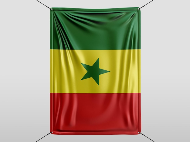 Sénégal du drapeau de rendu 3D isolé et fond blanc