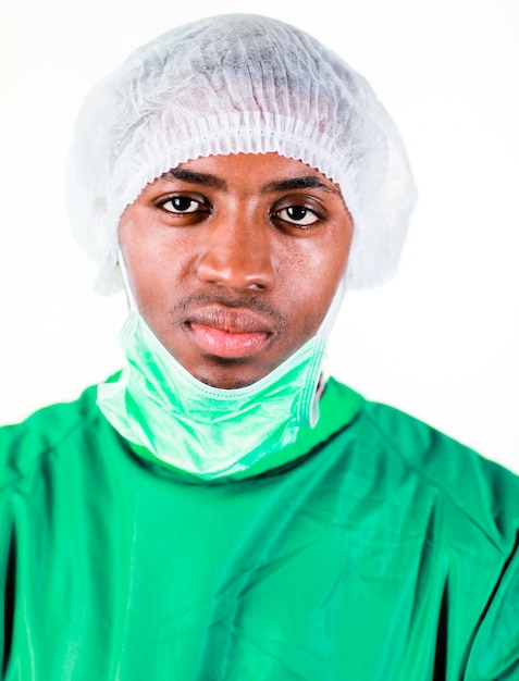 Senior Surgeon in Green Scrubs