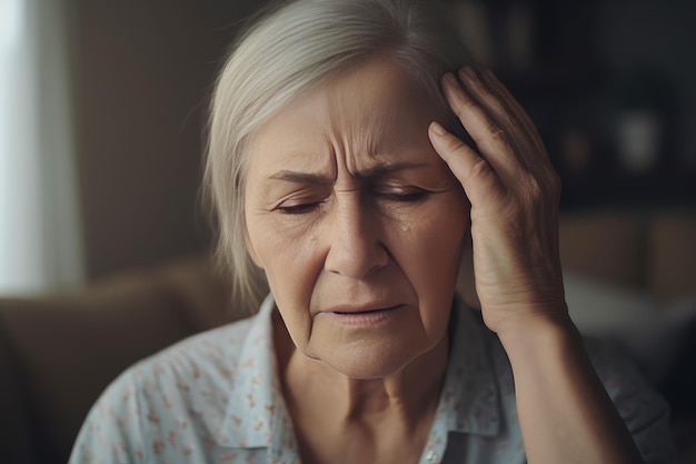 Senior woman mal de tête fatigué Générer Ai