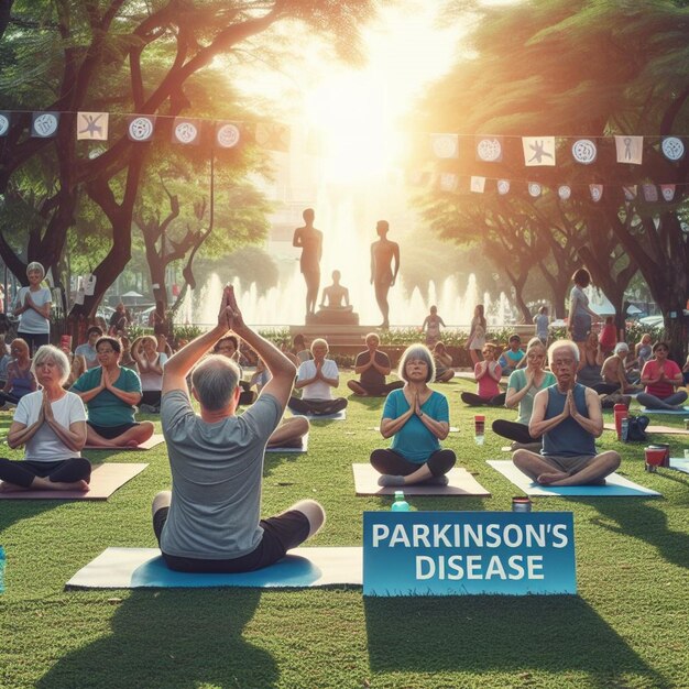 Photo la sensibilisation à la maladie de parkinson se joint au mouvement pour le soutien et la compréhension des connaissances