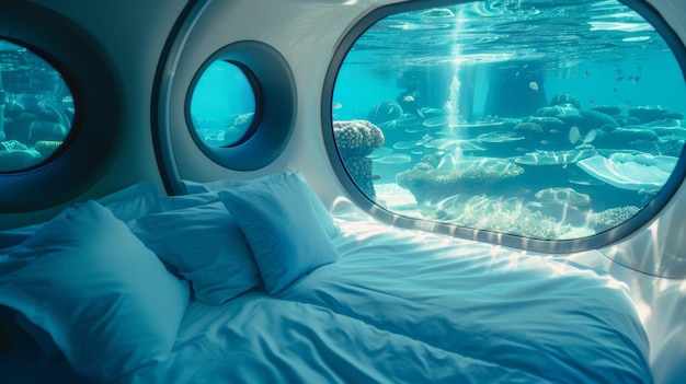 Sentez les douces vibrations du courant de l'océan pendant que vous vous détendez dans votre chambre à coucher sous-marine.