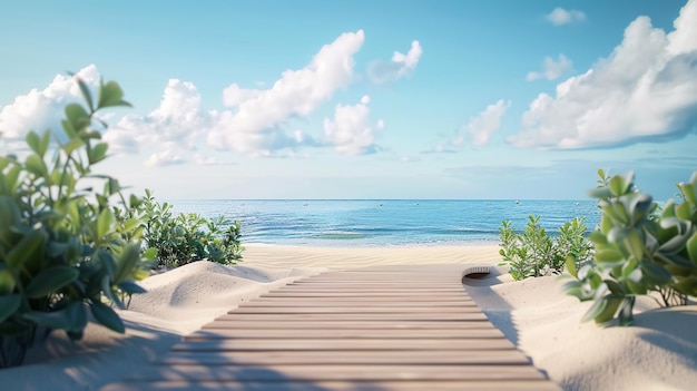 Un sentier en bois mène à la plage.