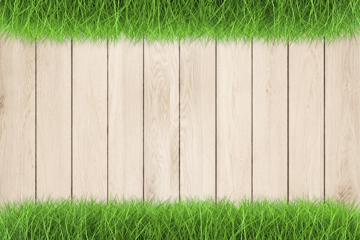 Photo sentier en bois de rendu 3d sur l'herbe verte