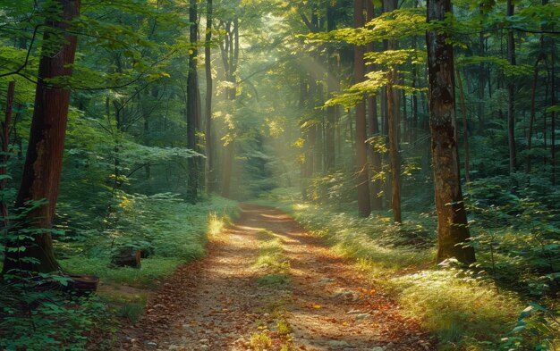 Sentier forestier ensoleillé