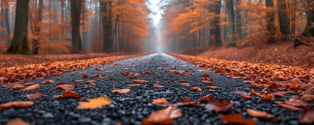 Un sentier forestier recouvert de feuilles d'automne