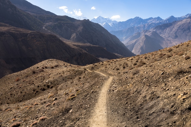 Sentier de montagne dans l&#39;Himalaya, Mustang Nepal