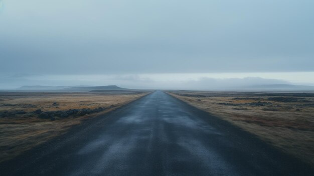 Photo le sentier mystique à travers le brouillard islandais