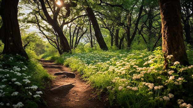 Le sentier de la nature Un sentier de randonnée pittoresque au milieu d'une verdure luxuriante