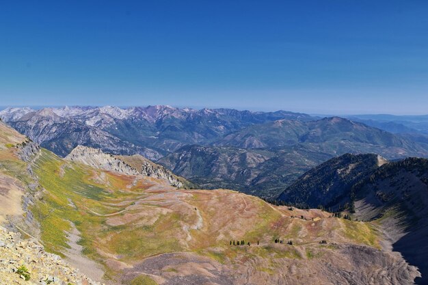 Le sentier de randonnée de Timpanogos vue sur le paysage à Uinta Wasatch cache forêt nationale de l'Utah