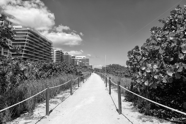 Sentier de sable à Miami USA Sentier de randonnée en sable Vacances d'été Vacances à la plage de Miami