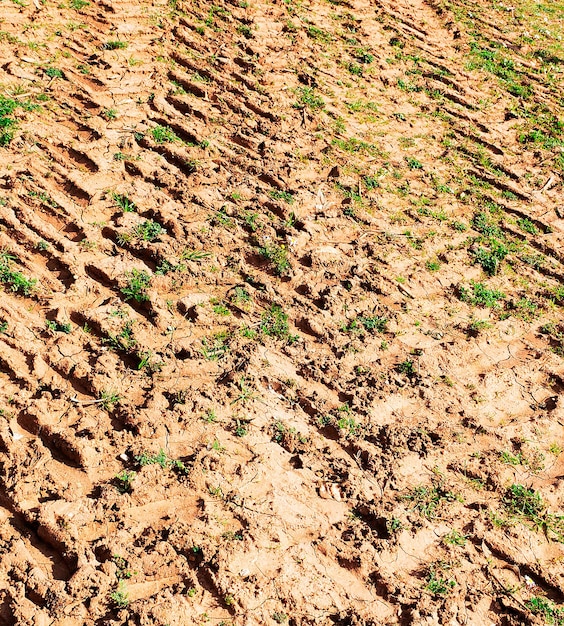 Sentier de tracteur imprimé sur le sol