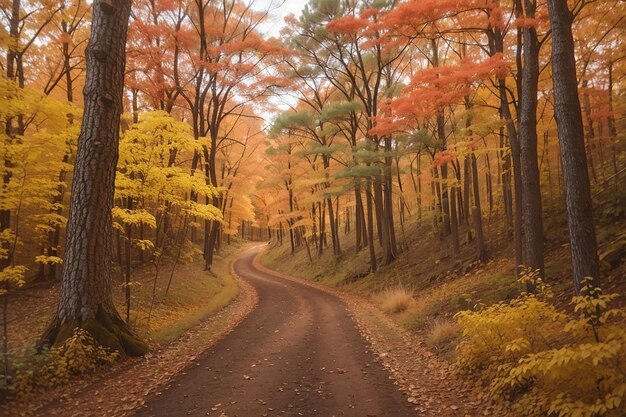 Photo un sentier à travers une belle forêt d'automne dans le nord de l'état de new york