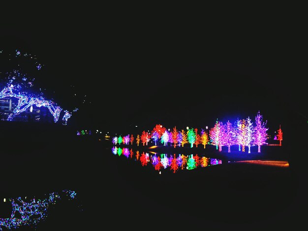 Photo des sentiers lumineux la nuit.