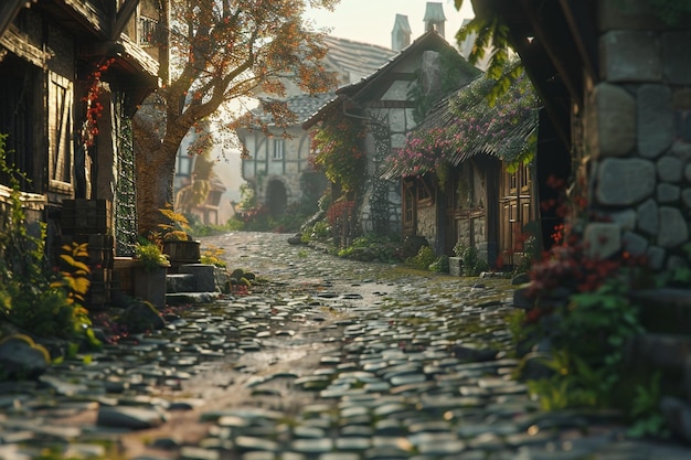 Photo des sentiers de pavés charmants serpentent à travers les villages.