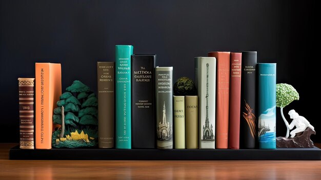 Sentinelles littéraires littérature bien-aimée bibliothèque organisée retraite du lecteur volumes précieux élégance décorative joie du rat de bibliothèque Généré par l'IA