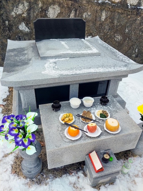 Seongmyo une culture traditionnelle coréenne qui implique de visiter la tombe d'un membre de la famille