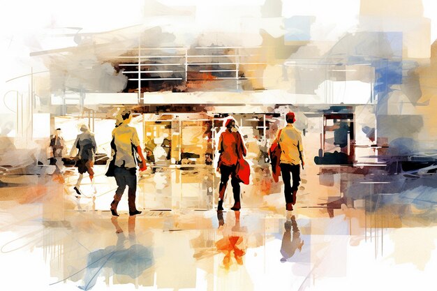 Photo septembre houston tx usa passagers marchant à l'aéroport avec houston george bush intercontinental air
