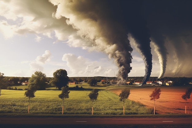 Photo des séquences en laps de temps montrant l'évolution d'une tornade