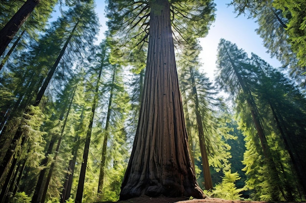 Le séquoia s'élève à la lumière du soleil