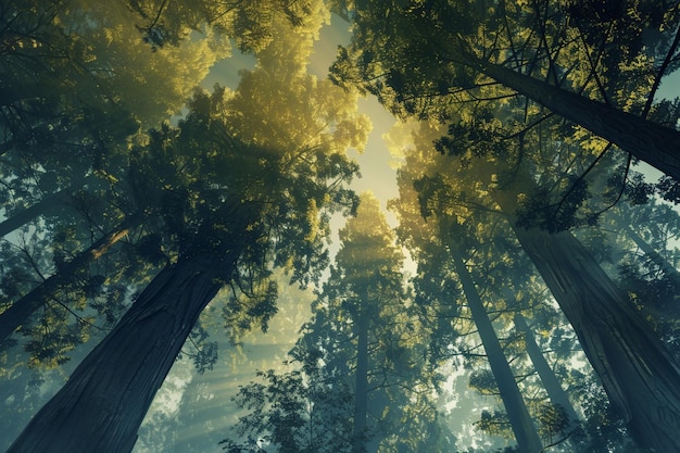Photo des séquoias majestueux s'élèvent dans une forêt